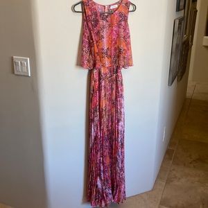 Calvin Klein bright Maxi pleated dress